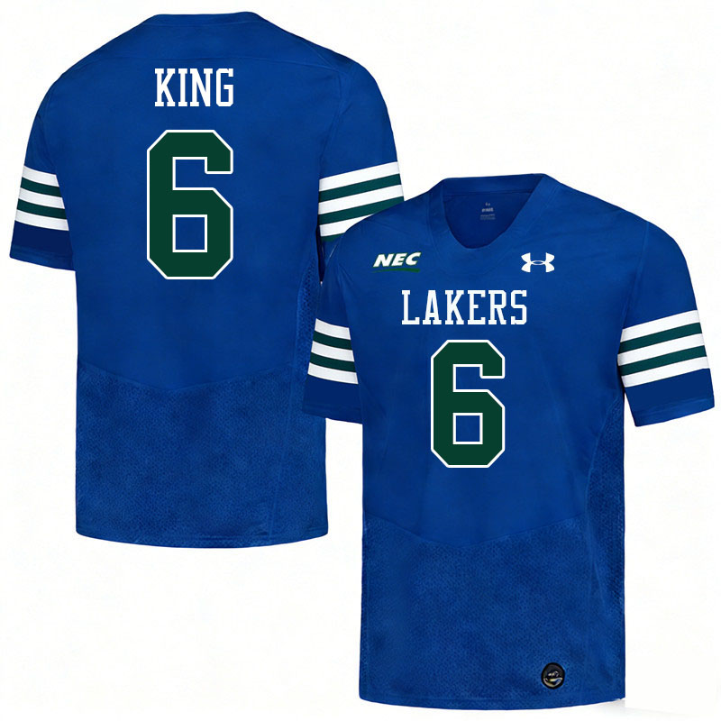 Mercyhurst Lakers #6 Jonas King College Football Jerseys,Uniforms Stitched-Blue